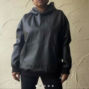 Forever 21 men’s black faux leather hoodie
